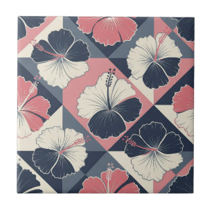 Coastal Tropical Hibiscus Pattern (3) Tile
