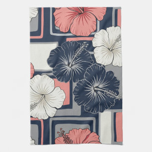 Coastal Tropical Hibiscus Pattern (4) Kitchen Towel