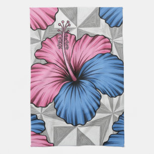 Coastal Tropical Hibiscus Pattern (6) Kitchen Towel