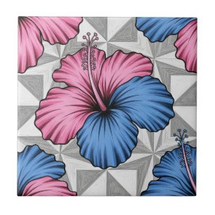 Coastal Tropical Hibiscus Pattern (6) Tile