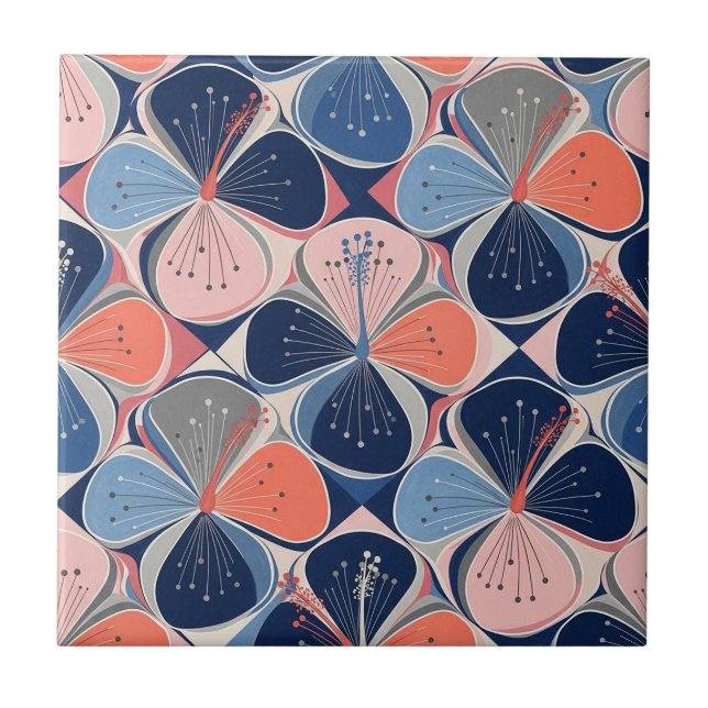 Coastal Tropical Hibiscus Pattern (7) Tile (Front)