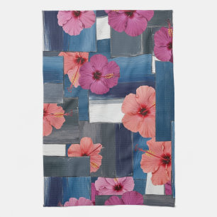 Coastal Tropical Hibiscus Pattern (9) Kitchen Towel