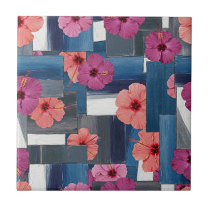 Coastal Tropical Hibiscus Pattern (9) Tile