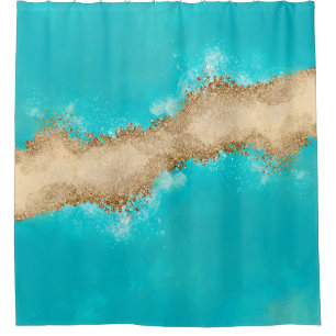 Coastal Turquoise blue Metallic gold agate