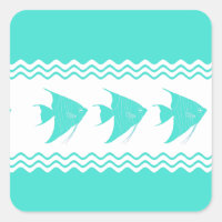 Coastal Turquoise White Stripe Angelfish Pattern