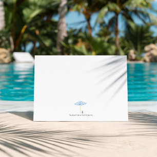 Coastal Umbrella Dog Minimal Monogram Card