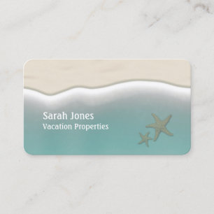 Coastal Vacation Starfish On Beach Aqua Water Business Card