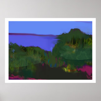 Coastal view abstract landscape poster