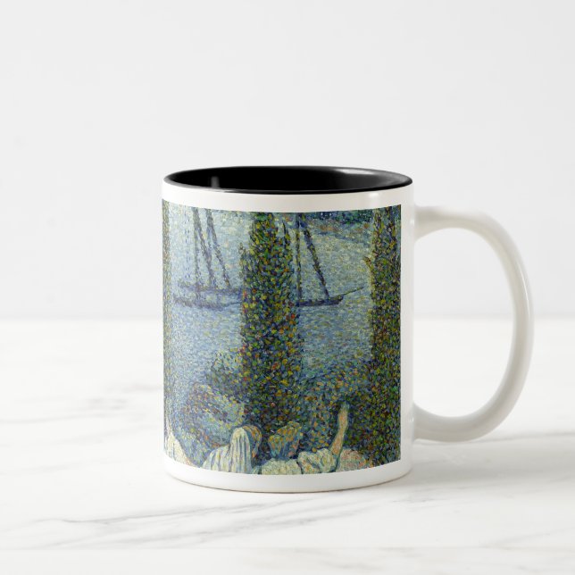 Coastal View with Cypress Trees, 1896 Two-Tone Coffee Mug (Right)