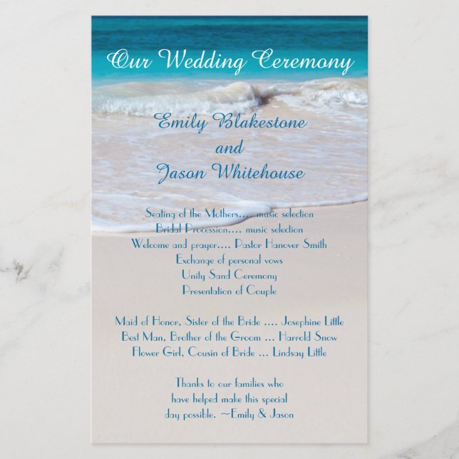 Coastal Vows Affordable Wedding Program (Front)