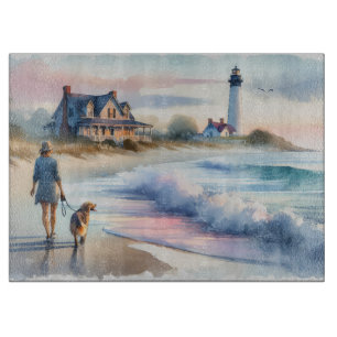Coastal Walk to Lighthouse at Sunset Cutting Board