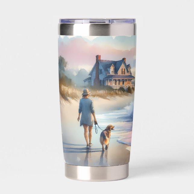 Coastal Walk to Lighthouse at Sunset Insulated Tumbler (Front)