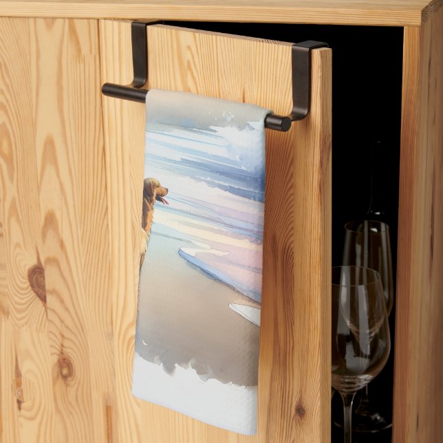 Coastal Walk to Lighthouse at Sunset Kitchen Towel (Thirds Fold)