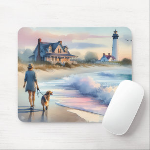 Coastal Walk to Lighthouse at Sunset Mouse Pad