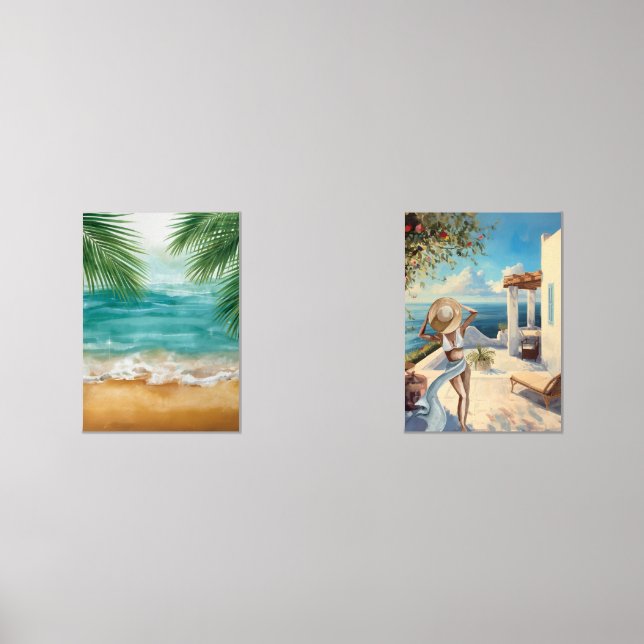 Coastal Wall Art | Mediterranean Woman Seaside  (Front)