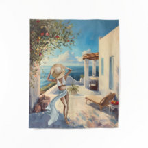 Coastal Wall Art | Mediterranean Woman Seaside 
