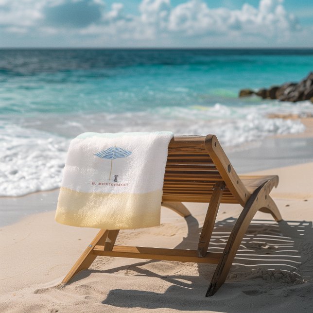 Coastal Watercolor Beach Umbrella Dog Towel (Creator Uploaded)