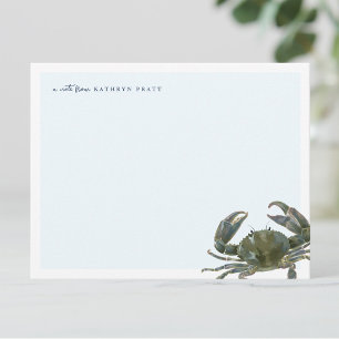 Coastal Watercolor Blue Crab  Personal Stationery Card