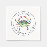 Coastal Watercolor Blue Crab Personalized