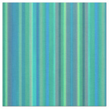 Coastal Watercolor Blue Green Striped Fabric