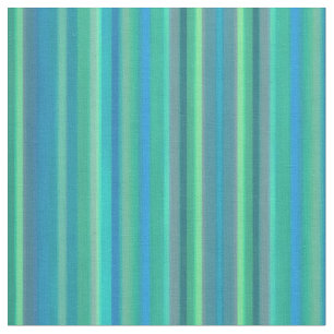 Coastal Watercolor Blue Green Striped Fabric