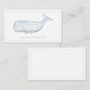 Coastal Watercolor Blue Whale Personalized Card