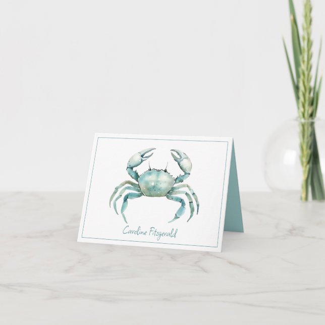 Coastal Watercolor Crab Personalized (Devant)