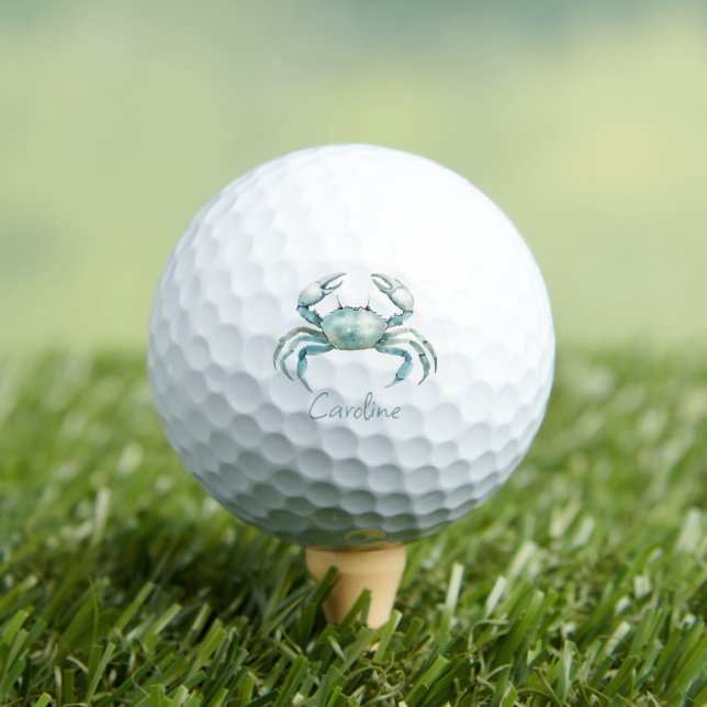 Coastal Watercolor Crab Personalized Golf Balls (Insitu Tee)