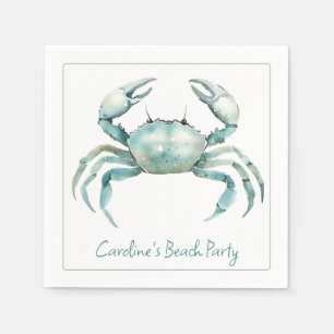 Coastal Watercolor Crab Personalized Napkin