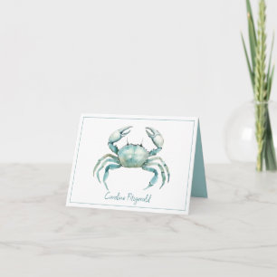 Coastal Watercolor Crab Personalized Note Card