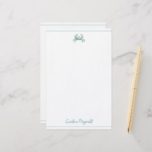 Coastal Watercolor Crab Personalized Stationery