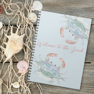 Coastal Watercolor Crab Rental Guest Book