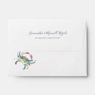 Coastal Watercolor Crab Return Address Envelopes
