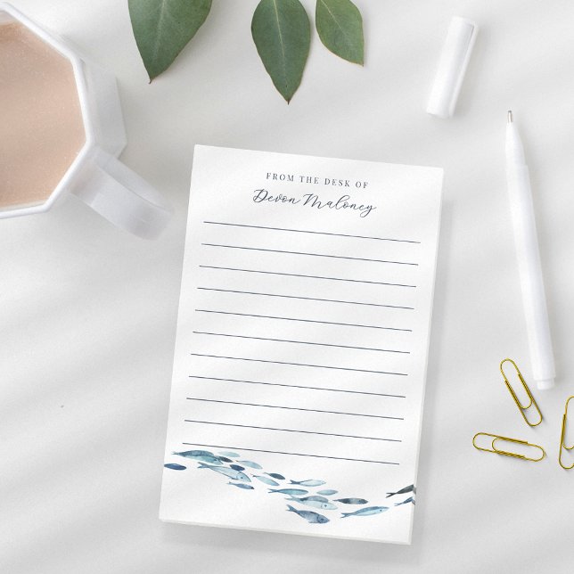 Coastal Watercolor Fish Personalized Post-it Notes (Creator Uploaded)