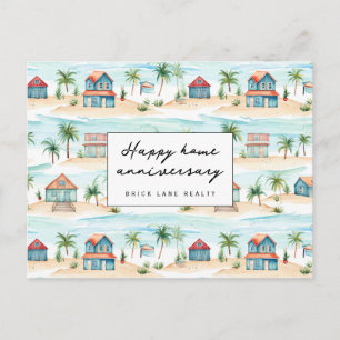 Coastal Watercolor Houses Home Anniversary Postcard
