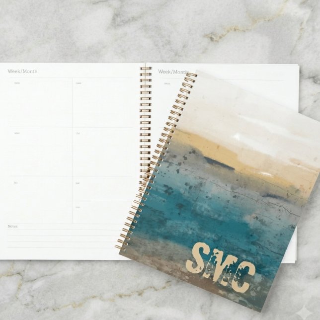 Coastal Watercolor Initial Monogram Planner (A coastal watercolor notebook with a monogram for anyone who loves the beach and staying organized.)