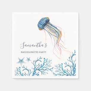 Coastal Watercolor Jelly Fish Personalized Napkins