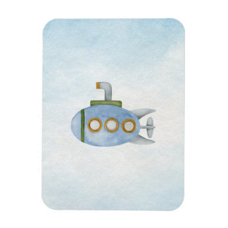 Coastal Watercolor Nautical Blue Submarine Magnet