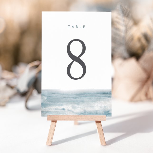 Coastal Watercolor Ocean Wedding Table Number (Creator Uploaded)