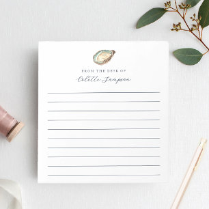 Coastal Watercolor Oyster Personalized Lined Notepad