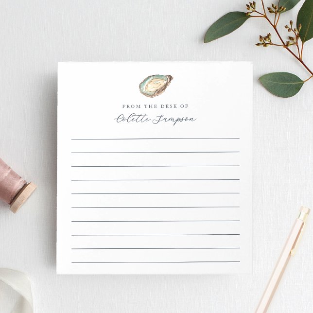 Coastal Watercolor Oyster Personalized Lined Notepad (Creator Uploaded)