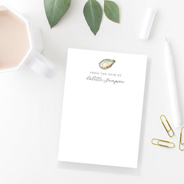 Coastal Watercolor Oyster Personalized Post-it Notes (Creator Uploaded)