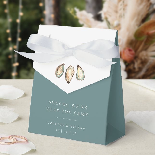 Coastal Watercolor Oyster Wedding Favor Box (Creator Uploaded)
