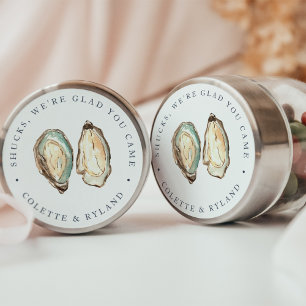 Coastal Watercolor Oyster Wedding Favour Classic Round Sticker