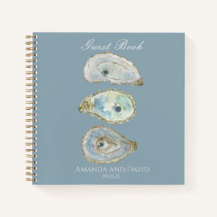Coastal Watercolor Oyster Wedding Guest Book