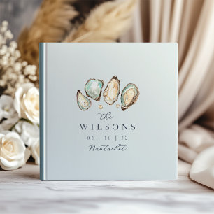 Coastal Watercolor Oyster Wedding Guest Book