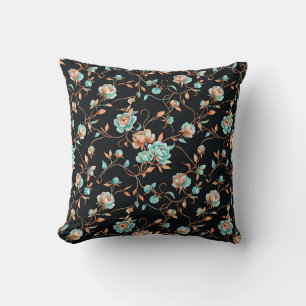 Coastal Watercolor Peony Print Pillow