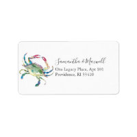 Coastal Watercolor Rainbow Crab Address Labels