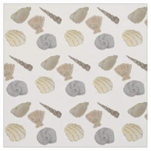 Coastal Watercolor Sea Shells Fabric