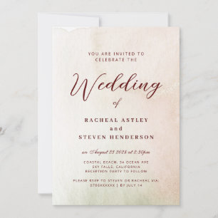 Coastal Watercolor Sepia Elegant Wedding Invitation